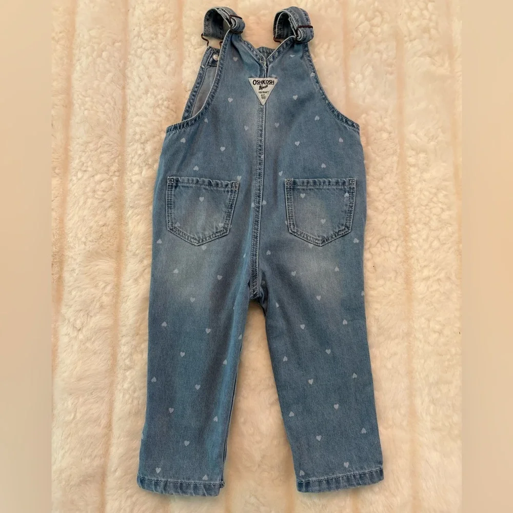 Baby girl hearts 18 month OshKosh B'gosh Blue Denim Kids Overalls